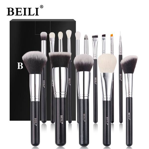 BEILI 15-Piece Cosmetic Brush Set for Brows and Lashes