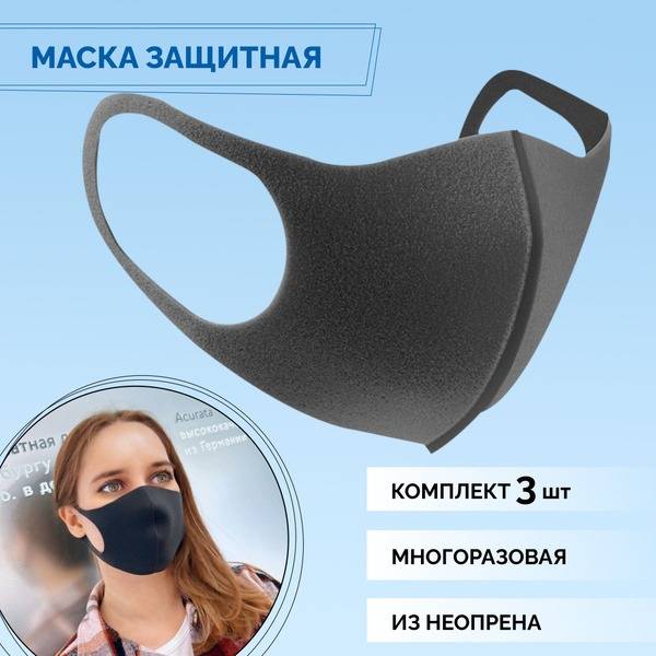 Perfect Professional Reusable Neoprene Mask, 3 Count