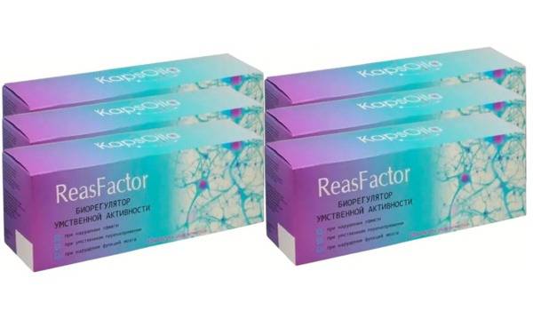 ReasFactor (ReasFactor) for Mental Activity, 6 Pack of 10 Capsules. For Memory Improvement and Brain Function, During Stress, Insomnia, Speech Disorders. Sashera-MED