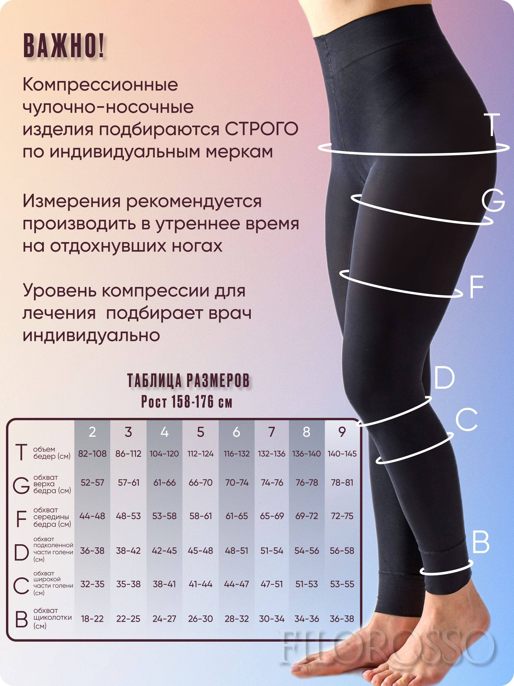 Filorosso Compression Leggings Black 80 den 1st Compression Class 1 Piece #2