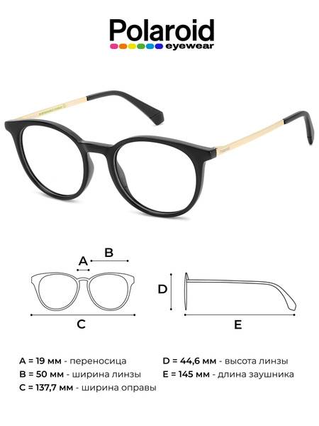 Polaroid PLD D496 807 Black Full‑Rim Eyeglass Frame