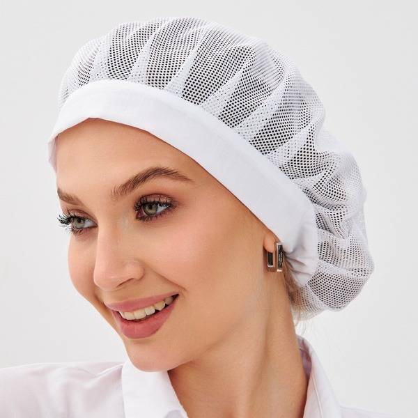 Decast Medical Cap White, One Size Fits 54–60, Polyester Cotton Mesh