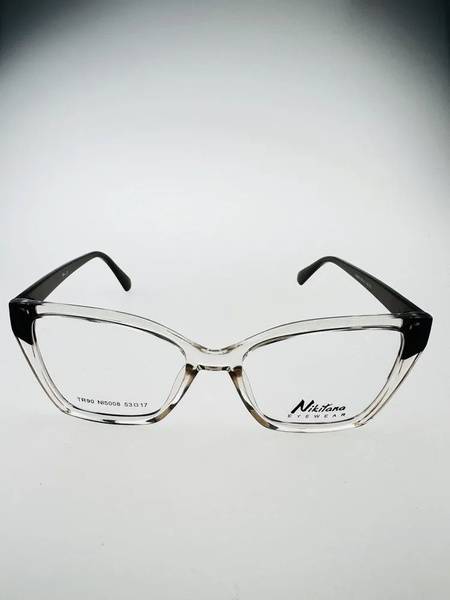 Nikitana Square Eyeglass Frame - Brown, Clear Hypoallergenic Acetate
