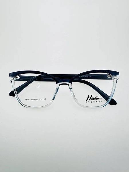 Nikitana Female Casual Full-Rim Plastic Eyeglass Frame - Blue, Transparent