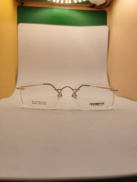 Moretti Rimless Titanium Unisex Eyeglass Frame - Gray/Gold, 54mm