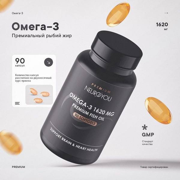 Omega-3 1620mg (90 Capsules): NeuroYou Supplement for Skin, Hair, Nails, Joints