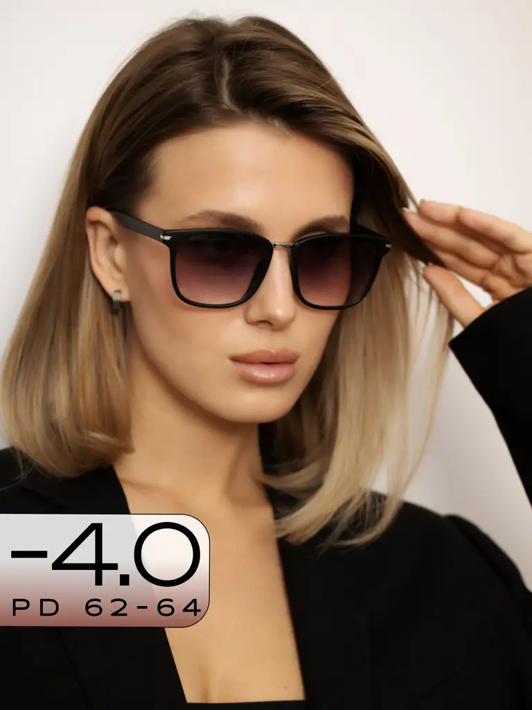 VISIOPTIC Distance Glasses -4.00, Black Square Frame #1