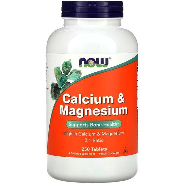 NOW Calcium Magnesium 2:1 - 250 Tablets - Supports Bone, Teeth, Nerve & Muscle Health