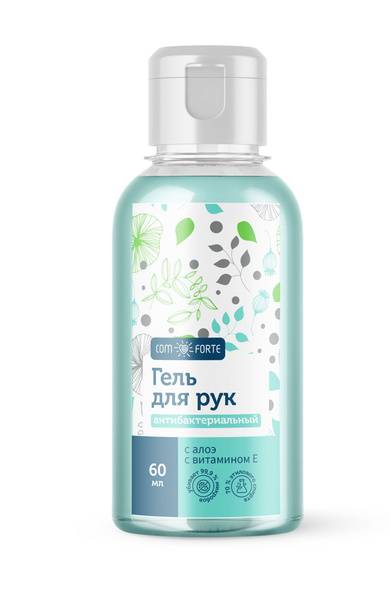 COM FORTE Antiseptic Hand Gel with Aloe and Vitamin E, 60 ml