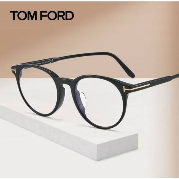 Tom Ford TF5695-F-B Eyeglass Frame, Black, Round, 51mm Lens Width