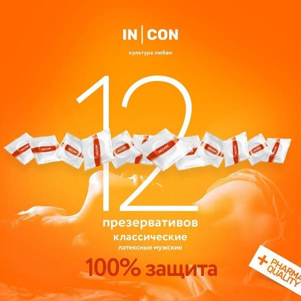 INCON Classic Ultra‑Thin Latex Condoms, 12 Pack, Medium Size