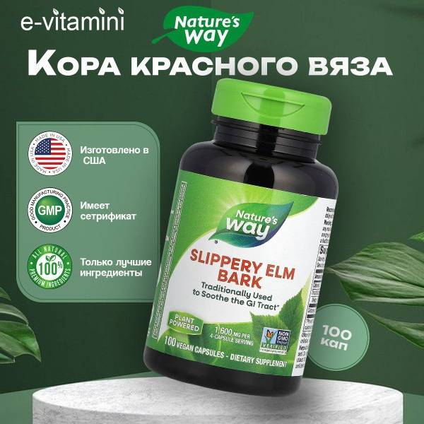 Nature's Way Slippery Elm Bark Capsules - 400mg, 100 Vegan Capsules
