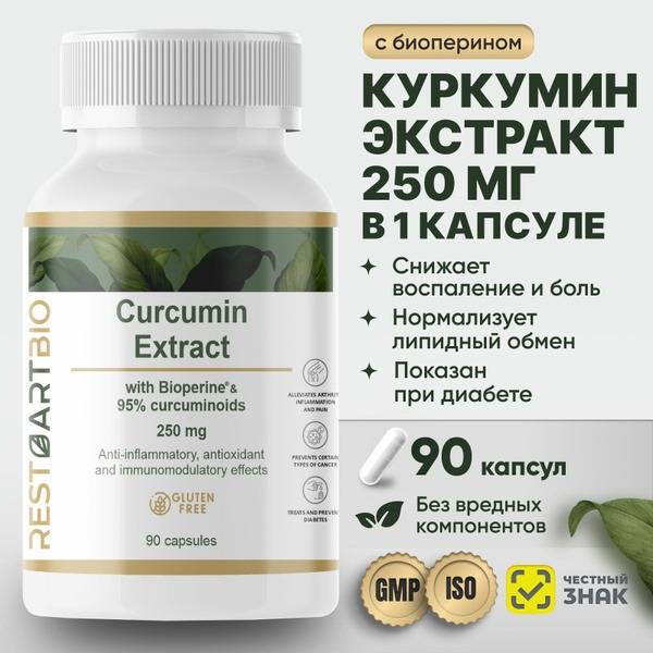 Curcumin & Piperine 250mg (90 Capsules) - RestartBio