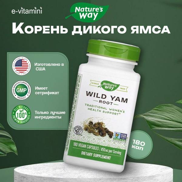 Nature's Way Wild Yam Root Supplement - 425mg, 180 Capsules