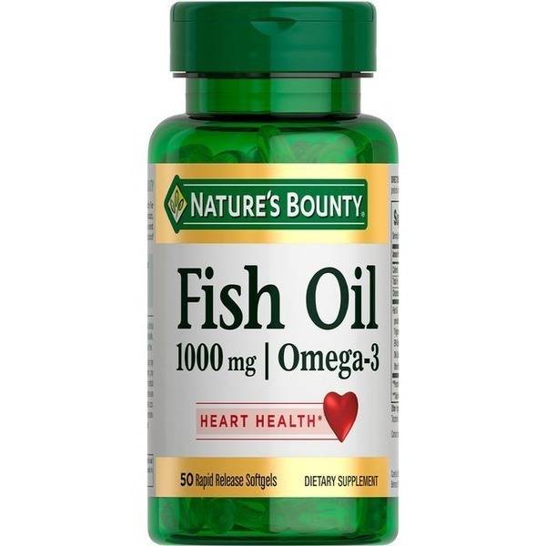 Nature's Bounty Fish Oil 1000 mg Omega-3 Softgels, 50 Count