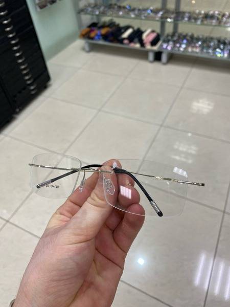 Dacchi Rimless Impact-Resistant Eyeglass Frame, Light Gray/Yellow, 51-18-140