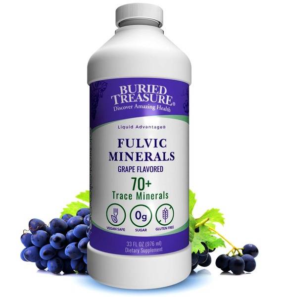 Fulvic Acid Liquid Supplement: 70+ Trace Minerals, Grape Flavor