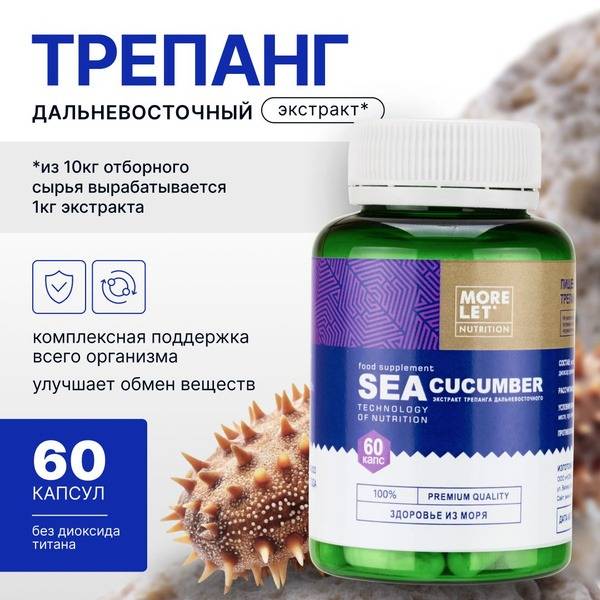 Morelet Far Eastern Trepang Extract Capsules 60 Count – Dietary Supplement for Metabolism and Immune Support