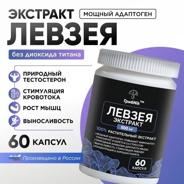Leuzea Carthamoides Extract Capsules (Rhaponticum Carthamoides) - 60 x 500mg Adaptogen Supplement by GribNik