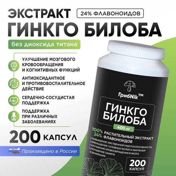 Ginkgo Biloba Extract Capsules - 200 Capsules (400mg) for Brain Health, Memory & Focus