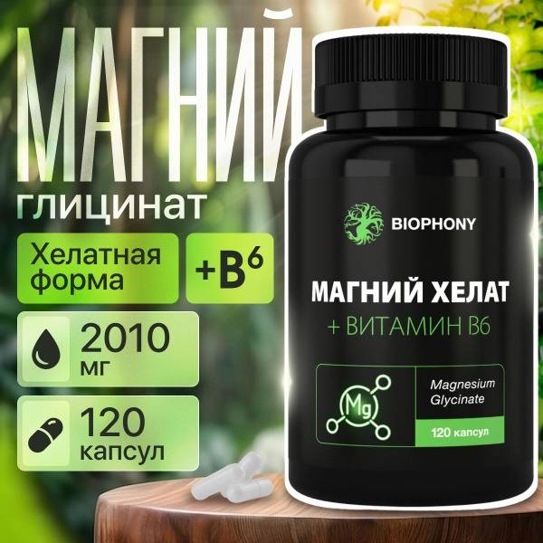 BIOPHONY Magnesium Bisglycinate with Vitamin B6 Capsules 120
