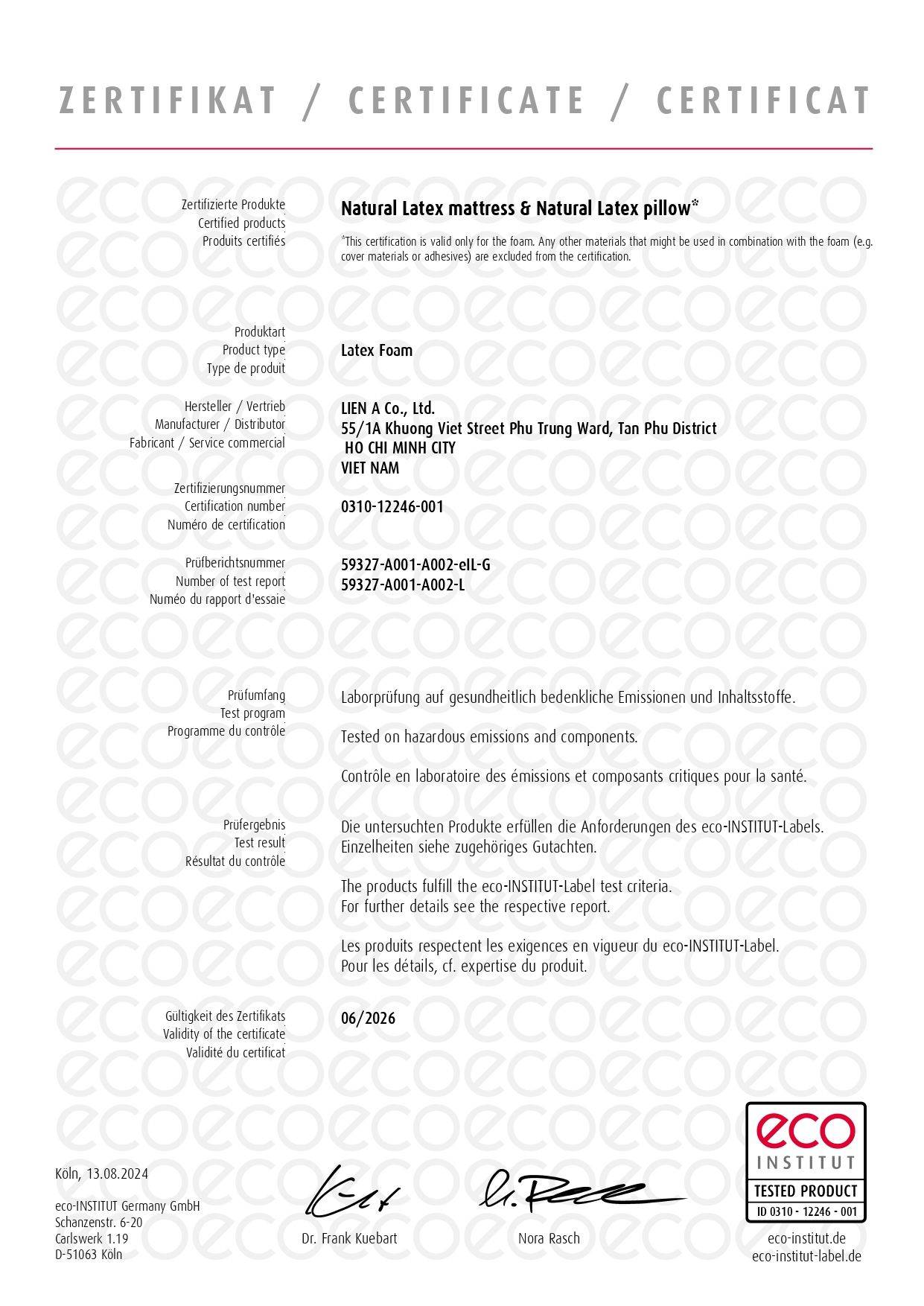 LIEN'A Ergonomic Orthopedic Pillow, 100% Natural Latex, 39x60 cm, 10/12 cm Contoured #9
