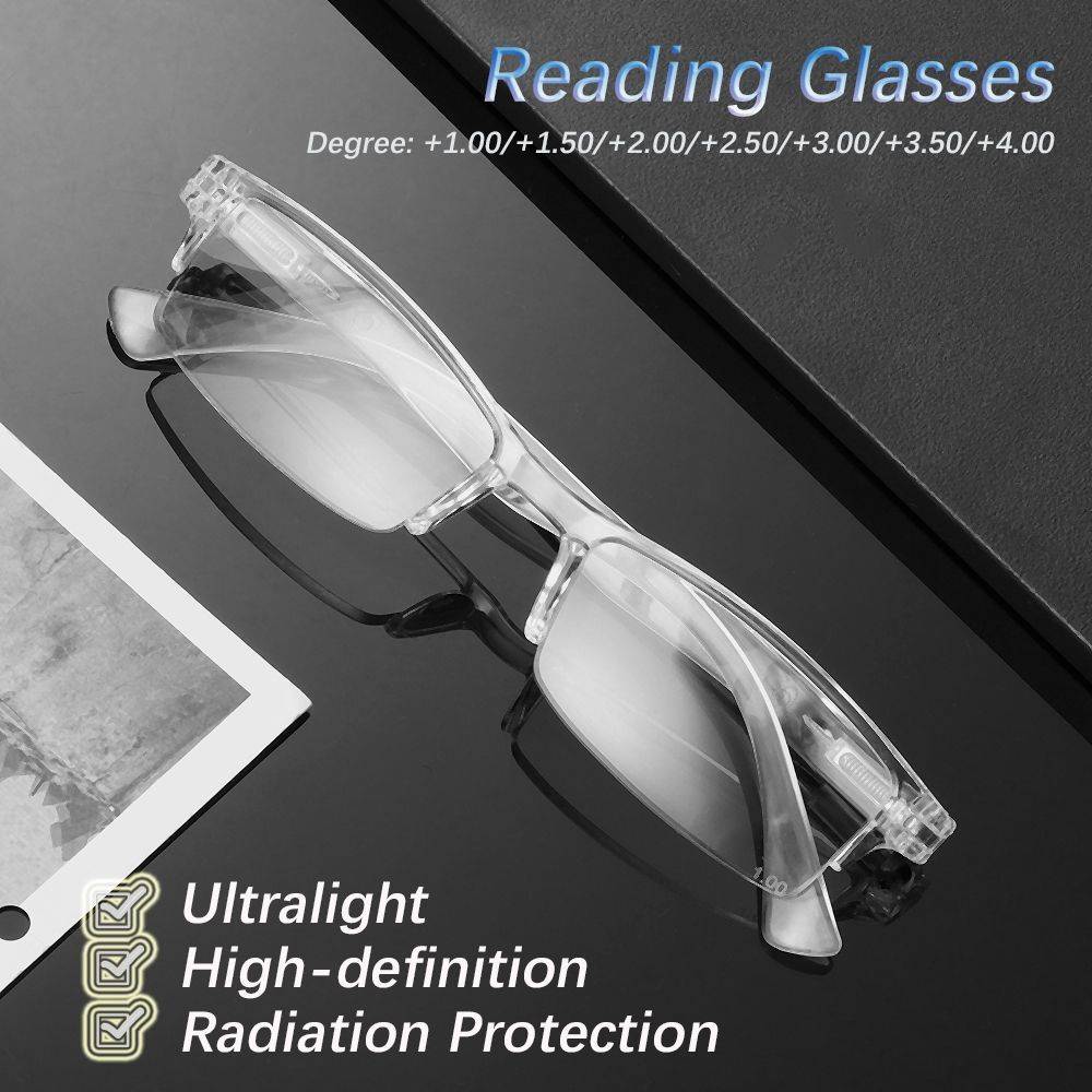 Computer Reading Glasses, Transparent Silver Frame, +1.00 to +4.00, Unisex #3