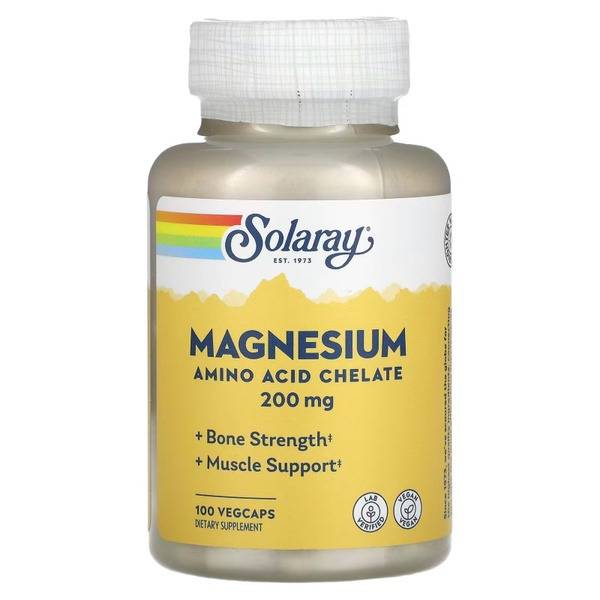Solaray Magnesium 200mg (100 Capsules): Chelated Magnesium Supplement