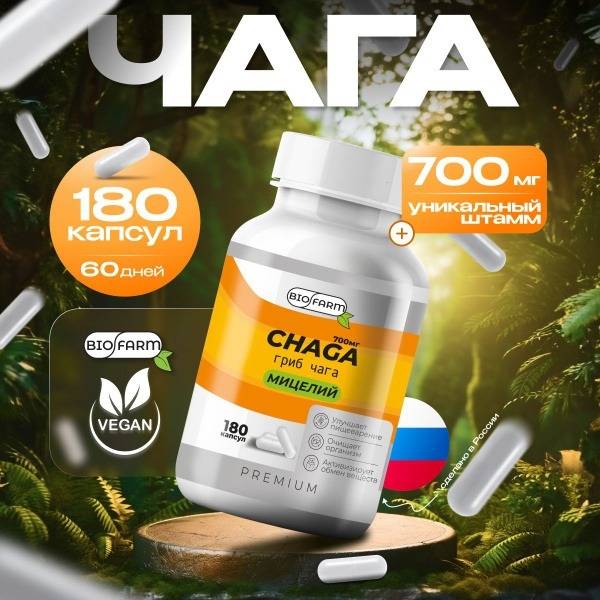 BIOFARM Chaga Mushroom Capsules 700 mg 180 Capsules