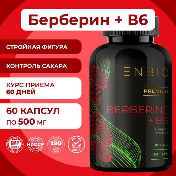 Berberine 500mg for Weight Loss: 60 Capsules by ENBIO
