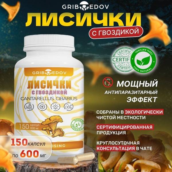 Dried Chanterelle Mushroom Parasite Cleanse Capsules