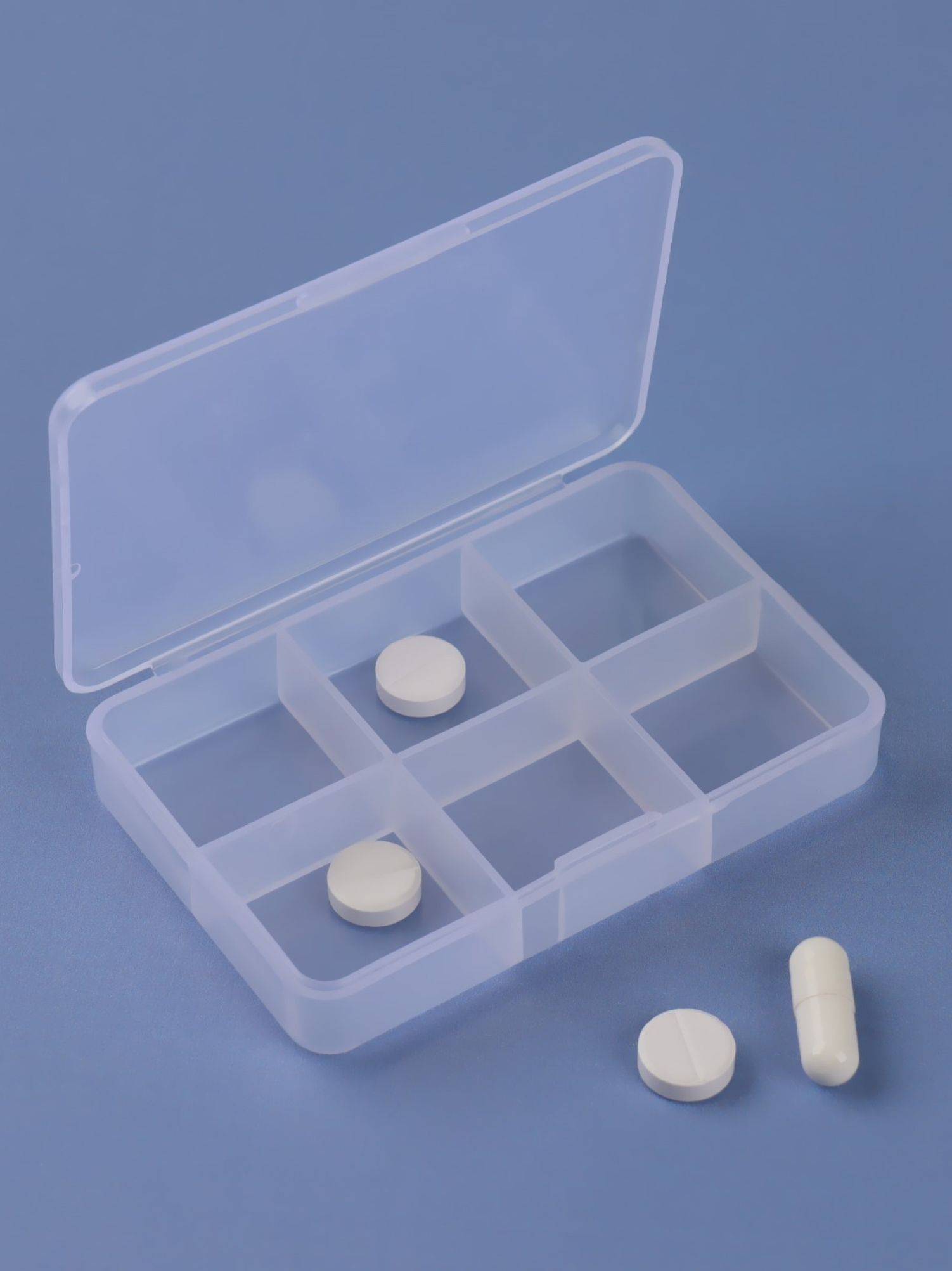 ONLITOP 6-Section Pill Box, White/Transparent, 9x6x2 cm, Plastic #5