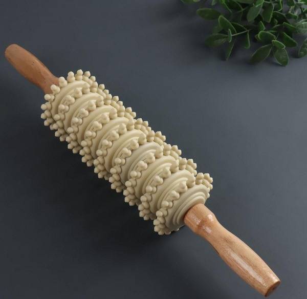 Wooden Roller Massager: 9 Wheels, 38x7cm, Versatile
