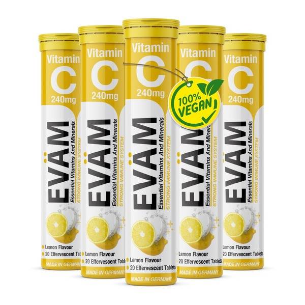 ZinterLab Vitamin C 120 Effervescent Tablets (240mg L-Ascorbic Acid) - Lemon Flavor