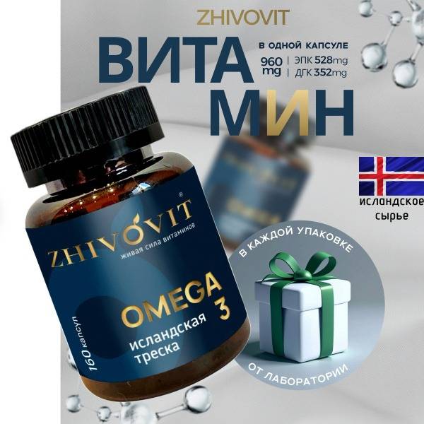 Omega-3 & Omega-6 Fish Oil 160 Capsules - Zhivovit Brand