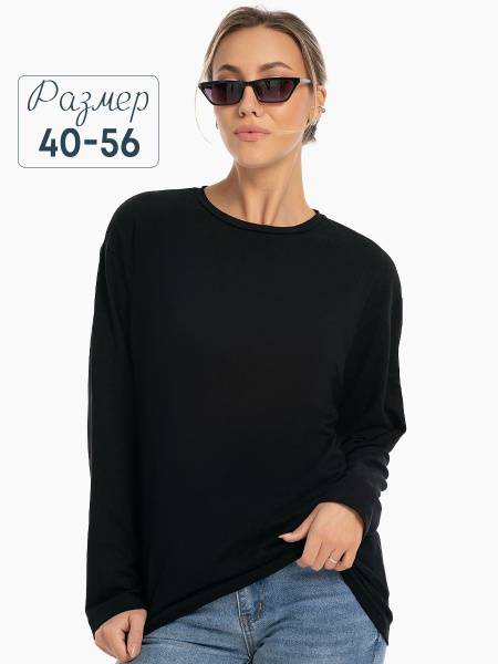 PUBLICA Women Long Sleeve Oversize T-Shirt Black Cotton Elastane