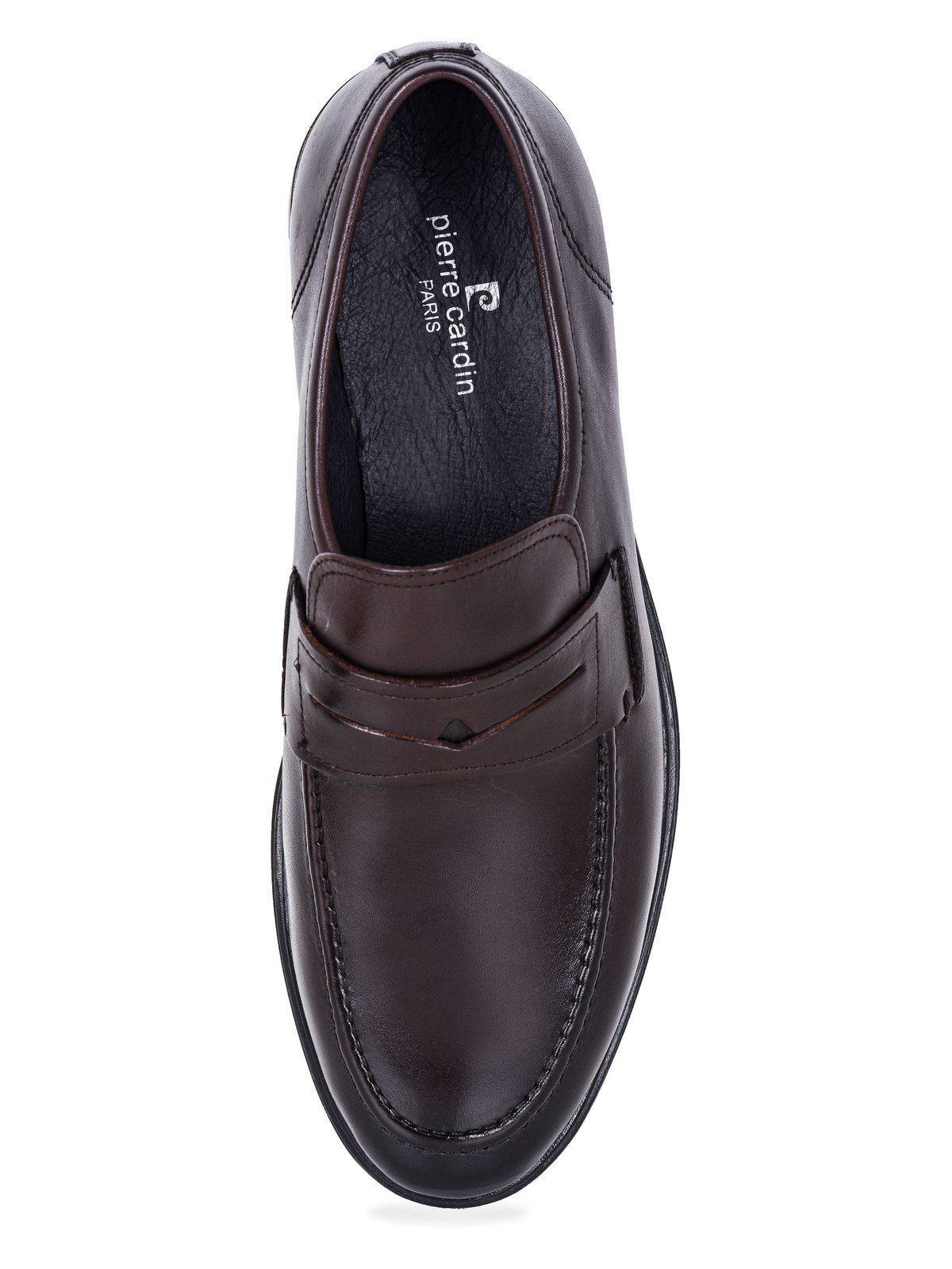 Pierre Cardin demi-season classic natural leather low-heel lace-free shoes, dark brown, men's #7