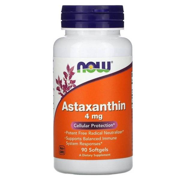 Astaxanthin 4mg (90 x 750mg Capsules) - NOW Foods