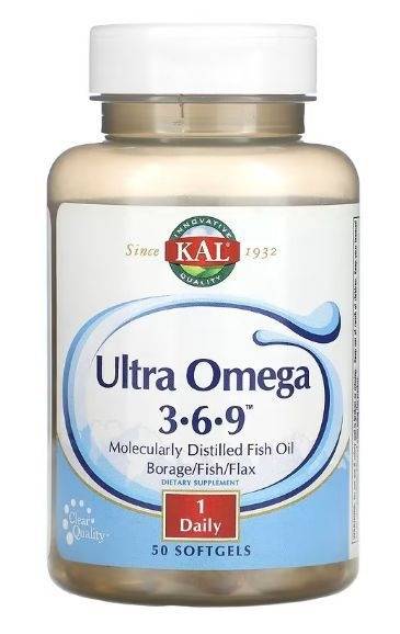 Omega-3-6-9 1200mg (50 Softgels): Brain, Nerve, Skin & Hair Support
