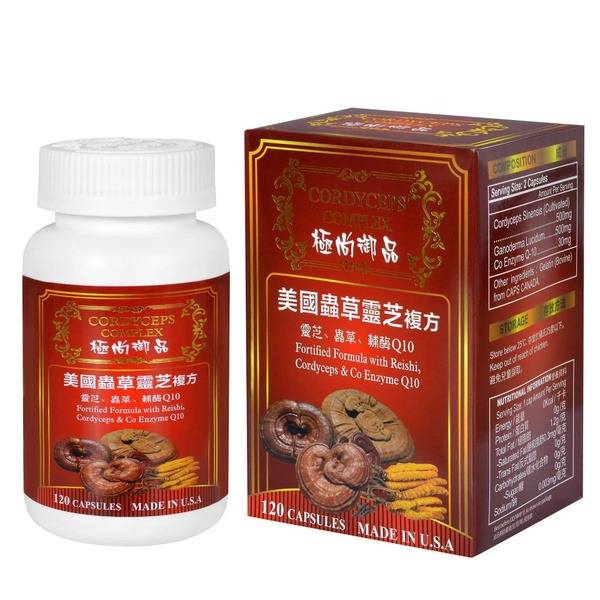 Cordyceps, Reishi & CoQ10 Capsules - 120 Count