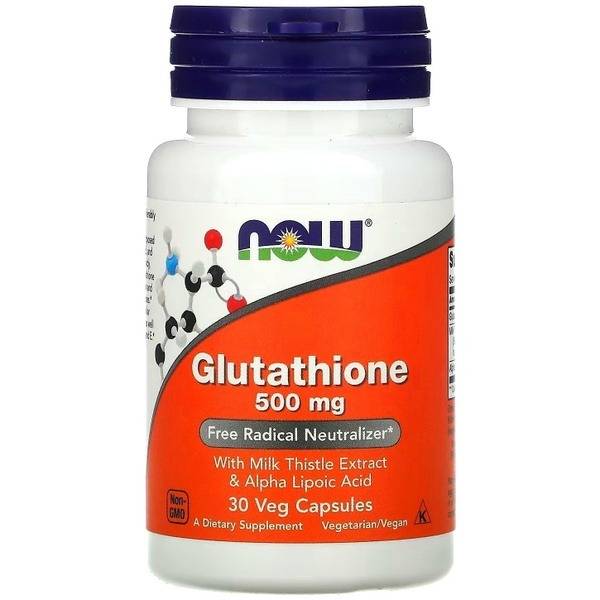 NOW Glutathione 500mg with Milk Thistle & Alpha Lipoic Acid - 30 Veggie Caps
