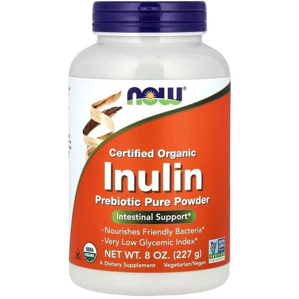 NOW Organic Inulin Powder: 8 oz Prebiotic for Gut Health & Digestion