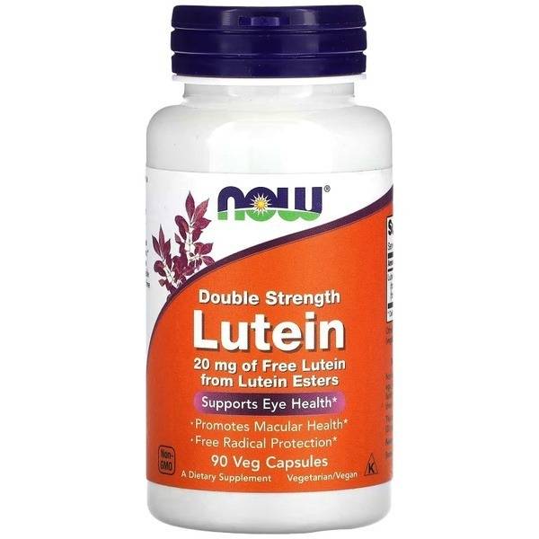 NOW Lutein 20mg (Double Strength) - 90 Veggie Caps - Eye Health & Antioxidant Support
