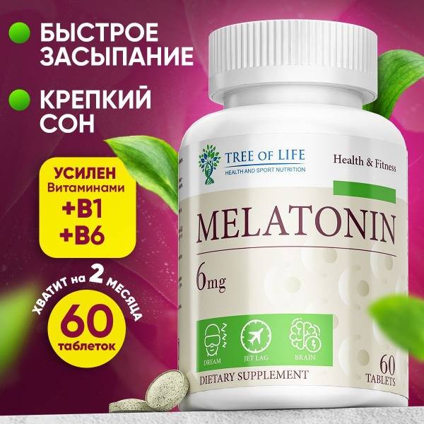 Tree of Life Melatonin with B Vitamins 60 Tablets 6 mg, 60 Count