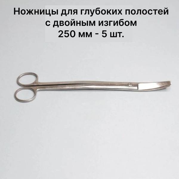 Double-Ended Curved Deep Cavity Scissors (250mm, 5-Pack)