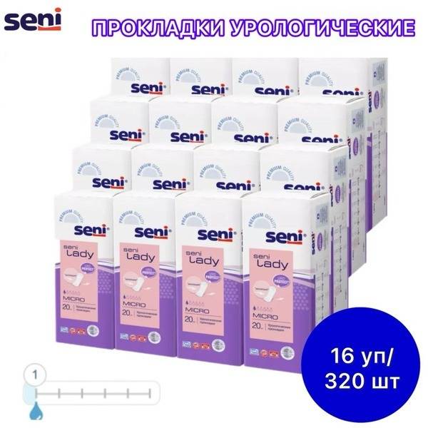 Lady Micro 1 Drop Urological Pads: 320 Count (16 Packs)