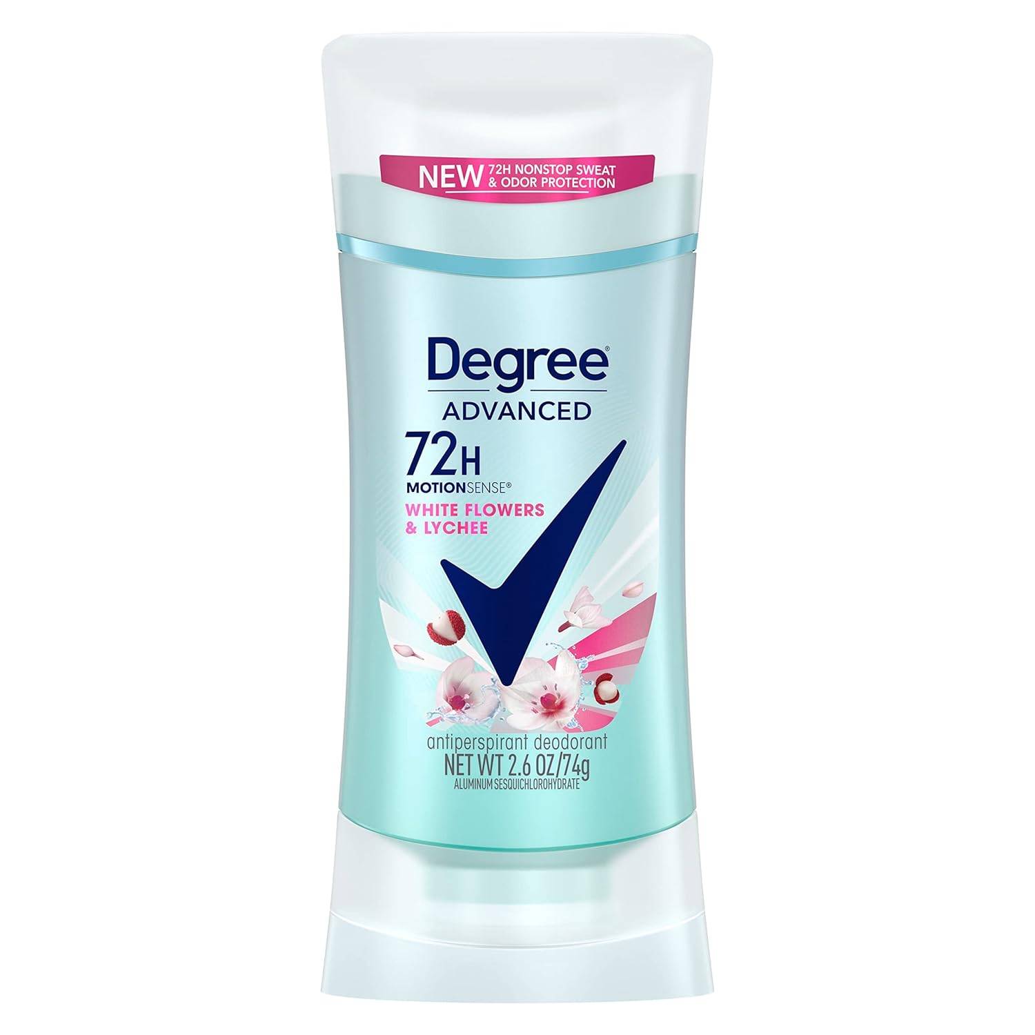 Degree Advanced Protection Antiperspirant Deodorant White Flowers & Lychee for 72-Hour Sweat & Odor Control for Women, with Body Heat Activated Technology, 2.6 oz