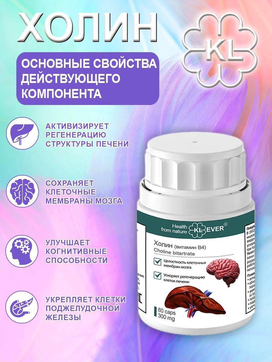 KL-EVER Choline (Vitamin B4) 60 Capsules #2