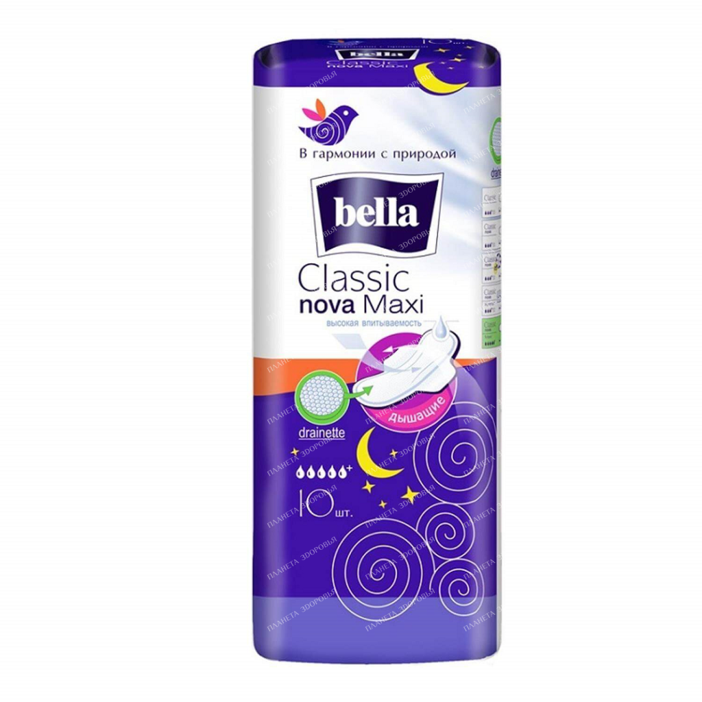 Bella Nova Classic Maxi (drainette) Women's sanitary pads (night), 10 pcs