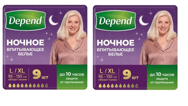 Depend Women's Overnight Underwear, Size L/XL, 18-Count